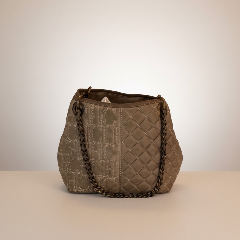 Carolina Herrera Grey Quilted Purse - Authentic